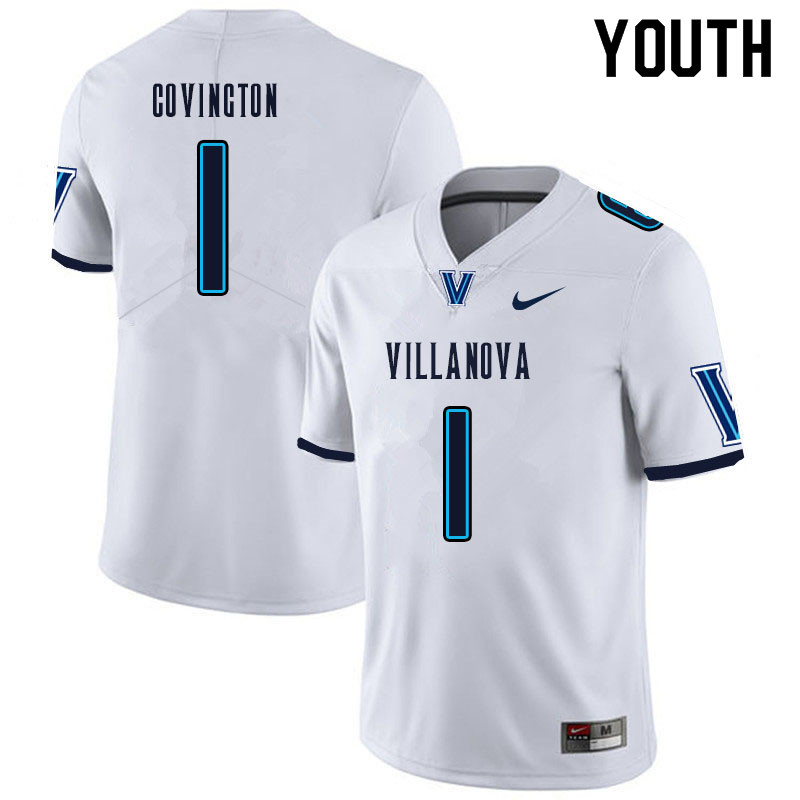 Youth #1 Justin Covington Villanova Wildcats College Football Jerseys Sale-White